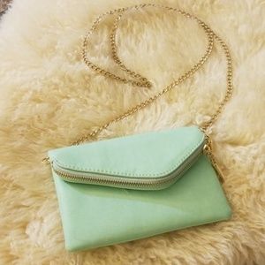 Mint green clutch
